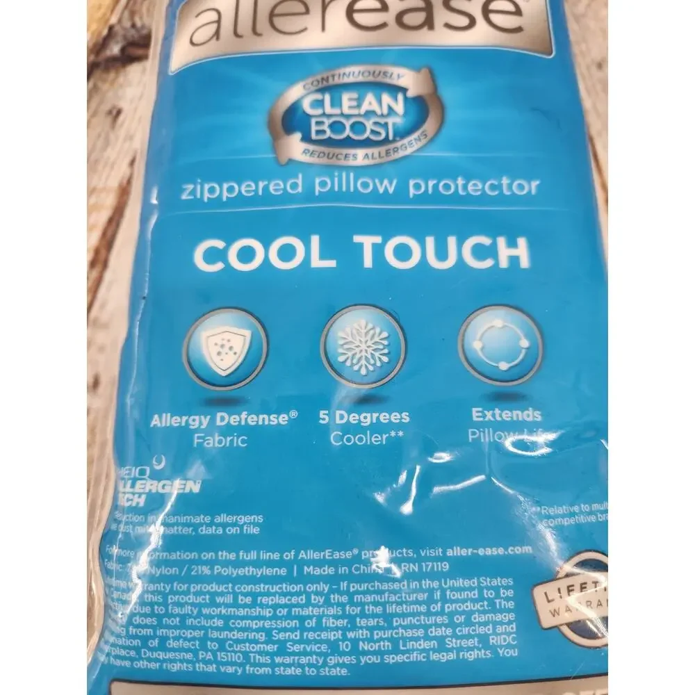 Allerease Zippered Pillow Protector Cool Touch 20 X 28 In Standard/Queen White - Picture 2 of 4